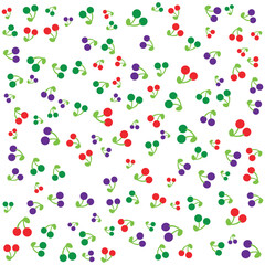Poster - Cherry Pattern on Transparent Backdrop A Vibrant Design Featuring Red, Green, and Purple Cherries for Food-Themed Projects and Colorful Digital Compositions