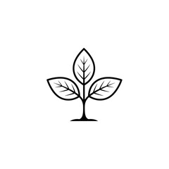 Poster - A simple line drawing of a small plant with three leaves on a white background