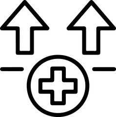 Poster - Two arrows pointing up from a plus sign in a circle