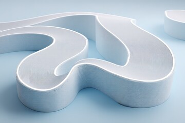 Poster - Unique white sculptural design on a light blue background showcasing creative artistic expression and contemporary aesthetics
