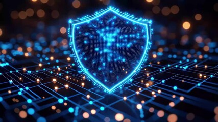 Poster - Digital shield design representing cybersecurity and data protection in a high-tech environment