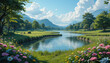 © Bright - A scenic view of a river flowing through a lush green landscape area