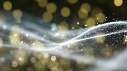 Poster - Abstract Golden Sparkles: A mesmerizing visual featuring a dynamic composition of golden and silver particles, flowing gracefully across a blurred background.