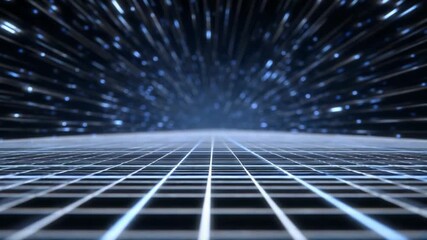 Poster - Futuristic Grid: An abstract composition showcasing a grid expanding into a tunnel of light, evokes a sense of technological advancement and digital landscape.