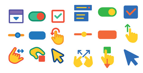 Poster - Set of icons for a computer application, including a check mark, a thumbs up, and a thumbs down