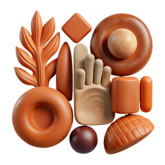 Poster - Abstract clay art design with geometric shapes and organic elements for modern decoration and background