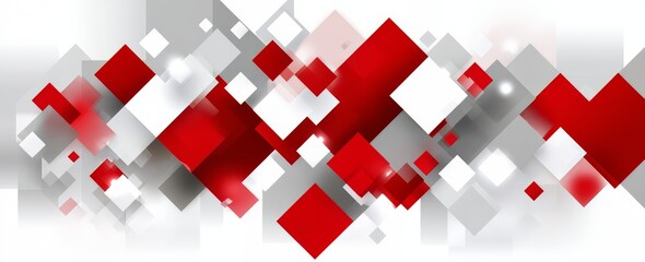 Poster - White background with red and white squares