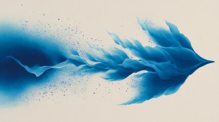Poster - Blue and white painting of a fire with blue flames