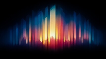 Poster - Colorful cityscape with a sunset in the background