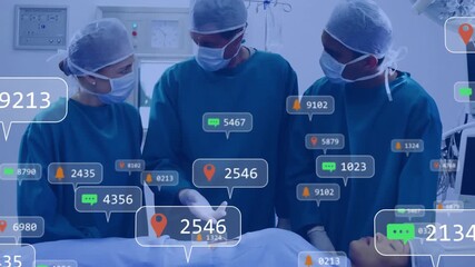 Poster - Team around patient conferring incision in OR generating alerts and tracking engagement metrics