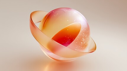 Aufkleber - Large orange and pink sphere with a white background