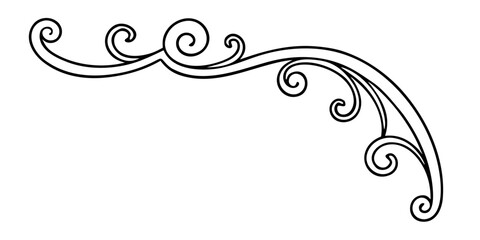 Poster - Elegant swirl corner flourish for invitations and design projects with a classic decorative vintage style element