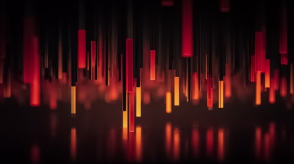 Poster - Series of red and orange lines are shown in a black background