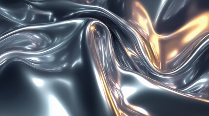 Poster - Shiny silver fabric with gold accents