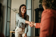 © La Famiglia - Businesswomen shaking hands during a business meeting in the office