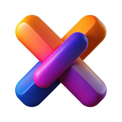 Poster - Abstract x shape colorful gradient design graphic element render d illustration background wallpaper art
