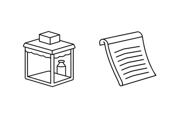 Leinwandbilder - Small stall with bottle and notepad writing list