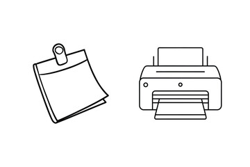 Leinwandbilder - Paper clip holding notes and printer office supplies