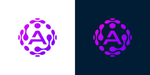 Poster - Abstract globe logo with letter A, technology sphere, for digital, technology, computer data