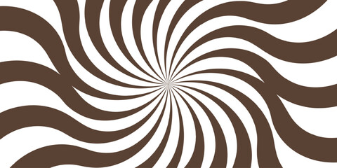 Fototapete - Coffee and white sunburst abstract background. Funky ray elements with Classic vintage rays design. Wavy shapes fluid sense of motion and distortion, with retro and psychedelic.