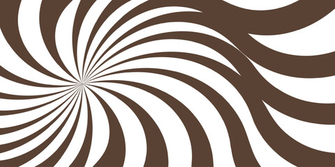 Fototapete - Coffee and white sunburst abstract background. Funky ray elements with Classic vintage rays design. Wavy shapes fluid sense of motion and distortion, with retro and psychedelic.