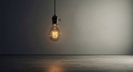 Scientific Innovation Symbol: Vintage Bulb in Dramatic Empty Room Setting  