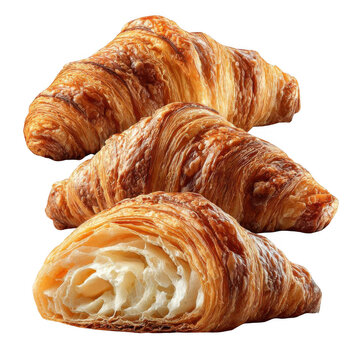 Croissants isolated on a transparent background. 3d rendering.