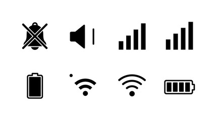Aufkleber - Collection of Universal Mobile Device Status Icons Including Signal Strength Battery Life Wifi Connectivity and Audio Settings