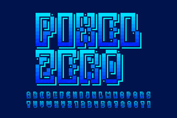 Poster - Pixel stylized vector alphabet design. High contrast and sharp, retro-futuristic.