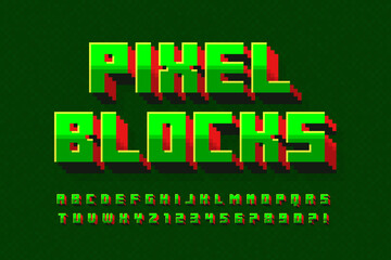 Poster - Pixel stylized vector alphabet design. High contrast and sharp, retro-futuristic.