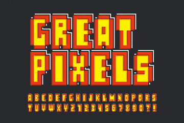 Poster - Pixel stylized vector alphabet design. High contrast and sharp, retro-futuristic.