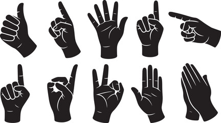 Fototapete - Hand Poses Vector Illustration Set Isolated on Transparent Background Art Design