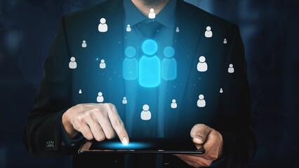 Poster - People networking, business connections, digital networking platforms, professional collaboration, and expanding opportunities through business relationship building and engagement. Muxer