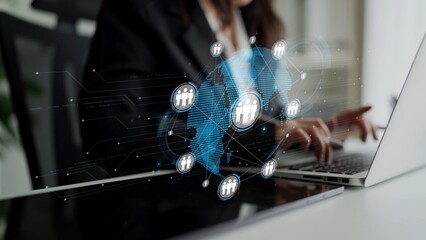 Poster - People networking, business connections, digital networking platforms, professional collaboration, and expanding opportunities through business relationship building and engagement. Muxer