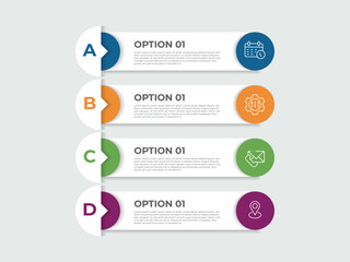 Aufkleber - Vector infographic template with 3D paper label, integrated circles. Business concept with 4 options. For content, diagram, flowchart, steps, parts, timeline infographics, workflow, chart.