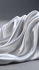 Poster - Delicate white silk fabric reveals stunning textures and depth, enhanced by soft shadows and a gentle, ethereal quality