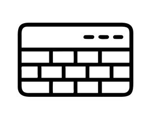 Fototapete - Simple line art icon of a computer network firewall for cybersecurity and data protection.