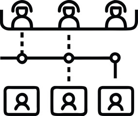 Fototapete - Clean black outline timeline illustrating remote work and collaboration isolated on transparent background