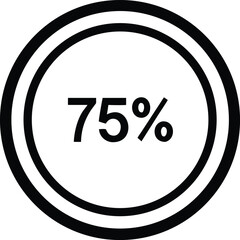 Fototapete - A black outline vector circle graphic indicating seventy five percent progress isolated on transparent background