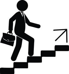 Poster - Side profile of a person stepping up stairs a dynamic illustration of progress and movement isolated on transparent background
