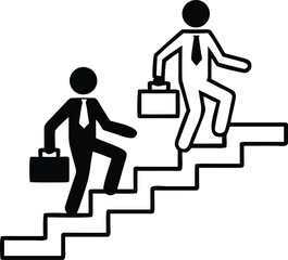 Poster - Minimal black outline vector of two business people in conversation isolated on transparent background
