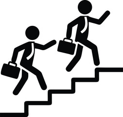 Poster - Minimal black outline vector of two business people in conversation isolated on transparent background