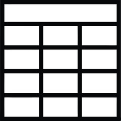 Fototapete - A single black outline vector icon of a grid based structure isolated on transparent background