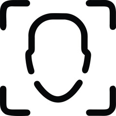 Fototapete - Single black outline vector icon representing facial recognition technology isolated on transparent background