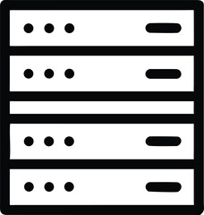 Fototapete - Single black outline vector icon representing a data server with network connections isolated on transparent background