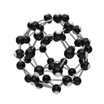 Detailed 3d rendering of a complex carbon nanotube molecule structure isolated on white background