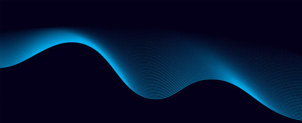 Aufkleber - Dark abstract background with glowing wave. Shiny moving lines design element. Elegant dynamic wavy lines. Modern futuristic technology concept. eps10