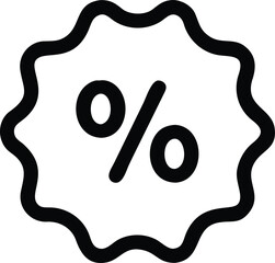 Poster - A single black outline vector icon of a percentage symbol isolated on transparent background