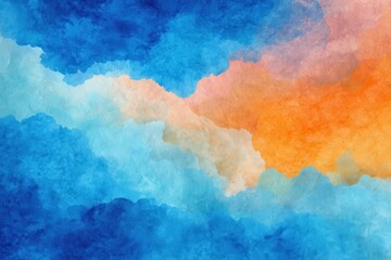 Poster - Vivid blue and orange watercolor backdrop for imaginative projects, artistic expressions, and creative design endeavors