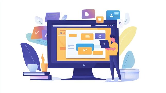 Person working on a computer interface design.